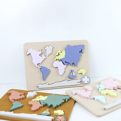 Silikon-Weltkarte personifiziertes Baby-Puzzlespiel für Kleinkinder Montessori pädagogisch