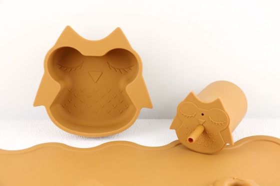 Voll Silikon Strohdeckel In 3D Design Leichtbau Silikon Baby-Tischgeschirr-Set