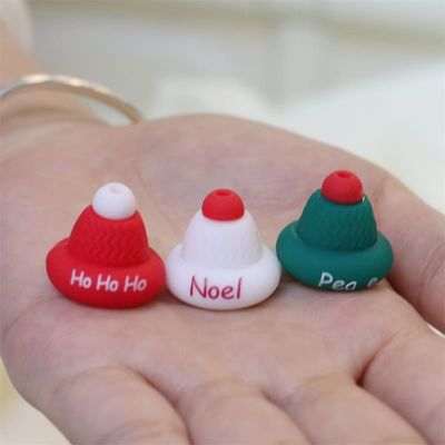 Großhandel 100% sicher BPA-frei Silikonperlen mit 3D-Weihnachtshut-Fokalen - ungiftig