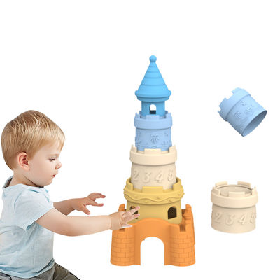 BSCI Fabrik kundenspezifisches Silikon Stapelzeug Baby pädagogische Kinder Bau Turm Stapler Silikon Spielzeug