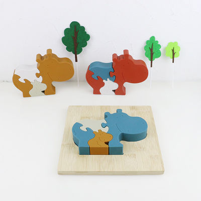 Silikon und hölzerne Puzzlestehende Tierflusspferdpuzzlespielkinderspielwaren für Kinderdas spielen