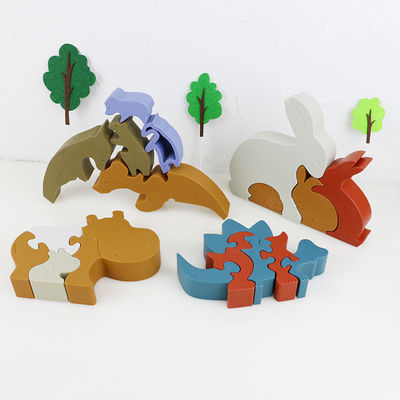 Silikon und hölzerne Puzzlestehende Tierflusspferdpuzzlespielkinderspielwaren für Kinderdas spielen