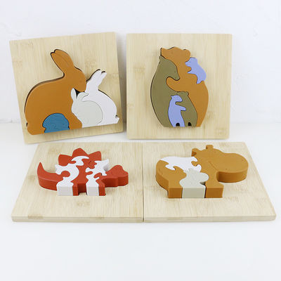 Silikon und hölzerne Puzzlestehende Tierflusspferdpuzzlespielkinderspielwaren für Kinderdas spielen