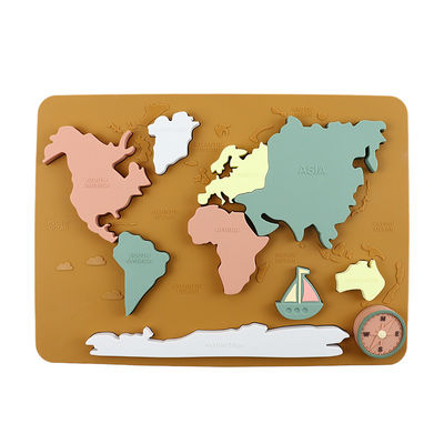 Weltkarte Kontinente und Ozeane Silicone Puzzle Baby Geschenk Montessori Bildung