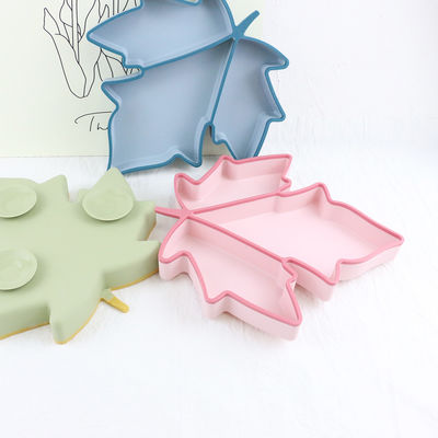 Unzerbrechliches Silikon geteilte Saugplatten-bunte Ahorn-Form