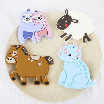 Buntes Baby personifiziertes Silikon Beißring mit Schaf-Pferd Dino Shape