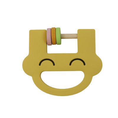 Lächeln-Gesichts-fertigen nettes Silikon-Kinderspielwaren-Silikon-Geklapper Beißring mit Logo Soem-ODM besonders an