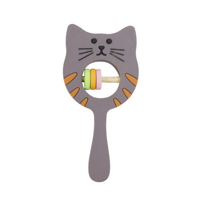 Kitty Shape Food Grade Silicone-Geklapper Beißring für Baby-Kleinkind