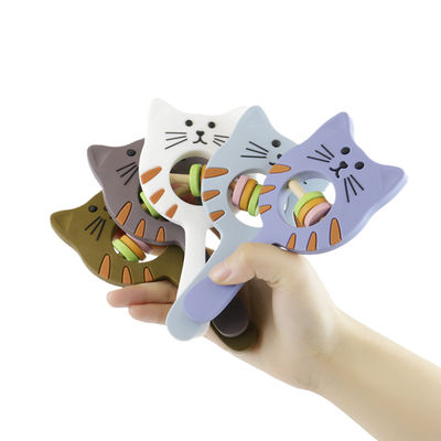 Kitty Shape Food Grade Silicone-Geklapper Beißring für Baby-Kleinkind