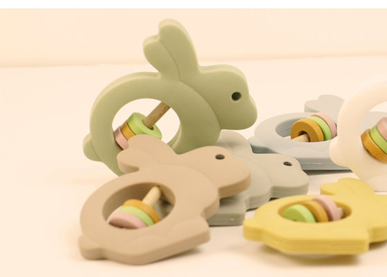 Silikon-Baby-Spielwaren Eco rattern freundliche Kaninchen-Form für Kleinkind