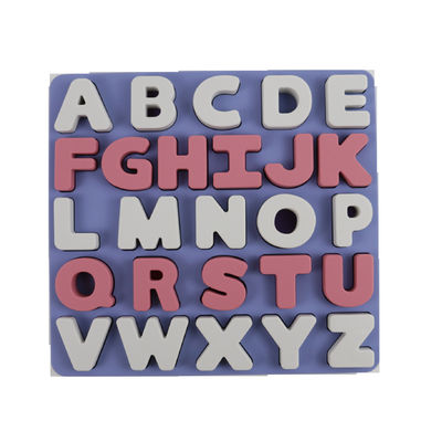 Nahrungsmittelgrad-Kindersilikon-Puzzlespiel mit Buchstabe-Alphabet-Form