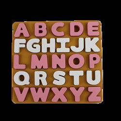 Nahrungsmittelgrad-Kindersilikon-Puzzlespiel mit Buchstabe-Alphabet-Form