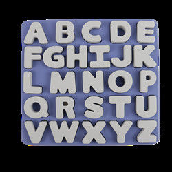 Nahrungsmittelgrad-Kindersilikon-Puzzlespiel mit Buchstabe-Alphabet-Form