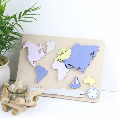 Silikon-Weltkarte personifiziertes Baby-Puzzlespiel für Kleinkinder Montessori pädagogisch