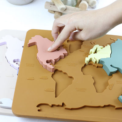 Silikon-Weltkarte personifiziertes Baby-Puzzlespiel für Kleinkinder Montessori pädagogisch