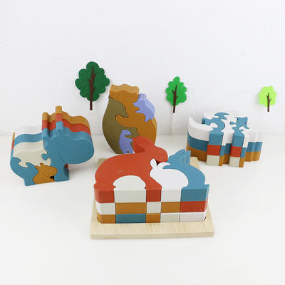 Fertigen Sie Silikon-Puzzlespiel, Säuglings3D puzzlen mit hölzerner Bambusbasis besonders an