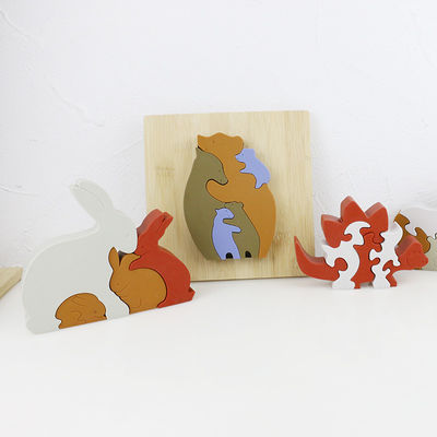 Fertigen Sie Silikon-Puzzlespiel, Säuglings3D puzzlen mit hölzerner Bambusbasis besonders an
