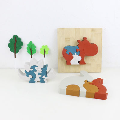 Fertigen Sie Silikon-Puzzlespiel, Säuglings3D puzzlen mit hölzerner Bambusbasis besonders an