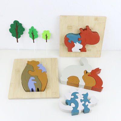 Fertigen Sie Silikon-Puzzlespiel, Säuglings3D puzzlen mit hölzerner Bambusbasis besonders an