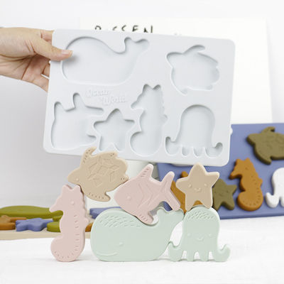 Seeozean-Tier-Silikon-Puzzlespiel, pädagogisches Montessori-Baby-Puzzlespiel