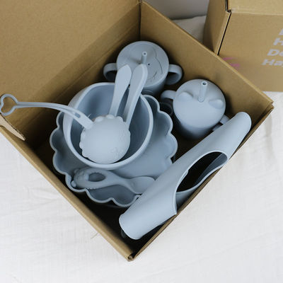 Moderner Stil Silikonspeise Set, BPA-freies Baby Silikon Teller Schüssel Tasse Schüssel Löffel Gabel Fütterung Set