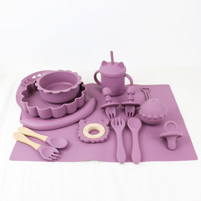 angepasste Silikonprodukte Lebensmittelqualität Silikon-Fütterungs-Set Zeichentrickfilm Katze Stil Silikon-Babynahrungs-Set