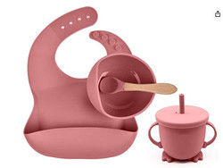 Custom Pantone Farbe Silikon Dinner Set 5 Stück Silikon Saug Entwöhnung Set Lebensmittel Material OEM ODM