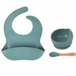 Anpassen Baby Fütterung Silikon-Tischgeschirr Set mit Silikon-Abschnitt Platte Bib Löffel Schüssel Löffel Schüssel Platte