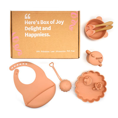 Nicht-toxisches Silikon-Baby-Fütterungs-Set Silikon-Dummy-Halter Silikon-Bibel- und Teller-Set mit individuellem Logo