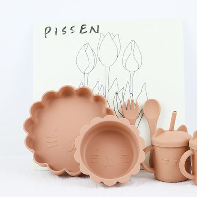 5 PC gleiten nicht Baby-Fütterungssilikon einstellten wasserdichtes BPA frei für Kinder