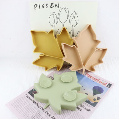 Nahrungsmittelgrad-Kleinkind-Silikon-Platten, Ahorn-Form-Sog teilten die unzerbrechliche Platte