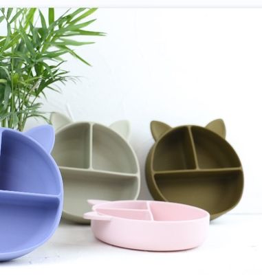 Cat Style Kids Silicone Bowl, buntes Silikon teilte Saugplatte Soem