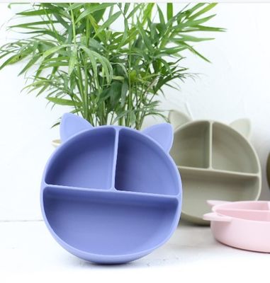 Cat Style Kids Silicone Bowl, buntes Silikon teilte Saugplatte Soem