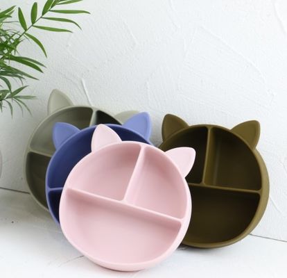 Cat Style Kids Silicone Bowl, buntes Silikon teilte Saugplatte Soem