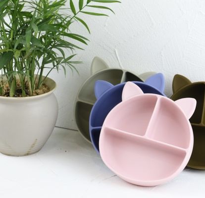 Cat Style Kids Silicone Bowl, buntes Silikon teilte Saugplatte Soem