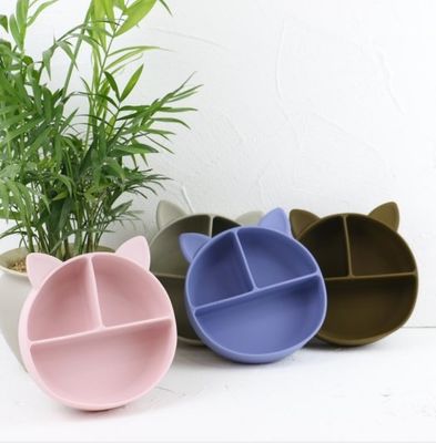 Cat Style Kids Silicone Bowl, buntes Silikon teilte Saugplatte Soem