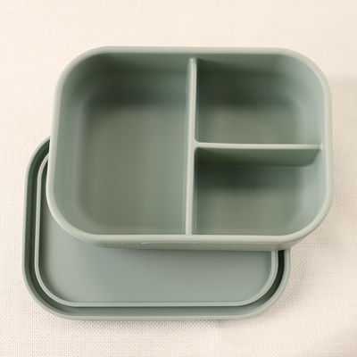 3 Fach-Silikon-Mittagessen-Behälter, wiederverwendbares Silikon Bento Lunch Box Leak Proof