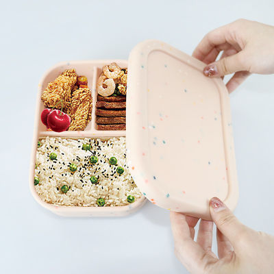 3 Fach-Silikon-Mittagessen-Behälter, wiederverwendbares Silikon Bento Lunch Box Leak Proof