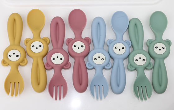Weiche nette Panda Style Silicone Forks And-Löffel für Baby-Kinder
