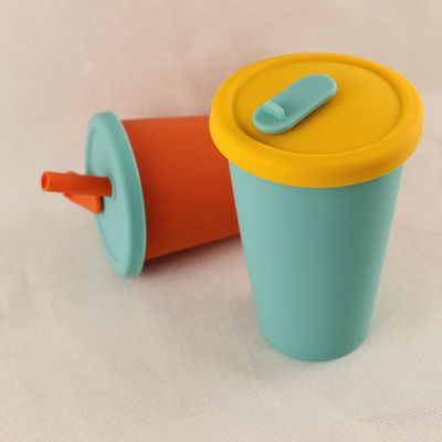 Reise-Lager-zusammenklappbare Silikon-Kaffeetasse 350ml mit Straw Lid