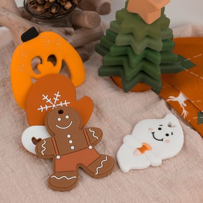 Buntes kundenspezifisches Silikon Beißring, freundlicher Lebkuchen-Mann Beißring Eco für Baby