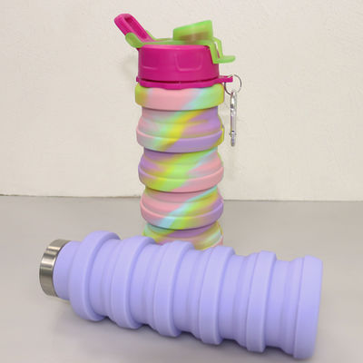 Silikon-Wasser-Flasche BPA freie zusammenklappbare für die Kapazität Sport-des im Freien 500ml