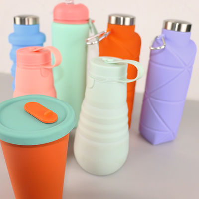 Silikon-Getränk-Flasche im Freien, zusammenklappbare Wasser-Flasche für das Kampieren