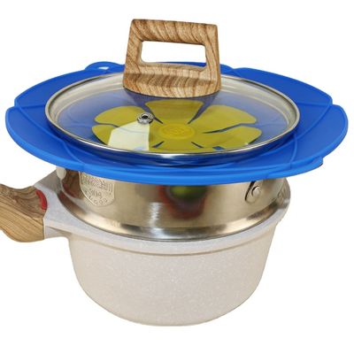 Nahrungsmittelgrad-Silikon-Pan Lid Cover Reusable With-Doppeltes hängt für das Kochen