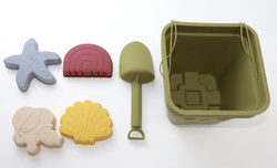 Kundengebundene Baby-Silikon-Spielwaren, Silikon-Sand-Eimer eingestellt mit 6-teiligem