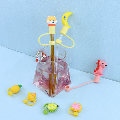 Ungiftiger Strohhalm/Sippy Topper in verschiedenen Materialgrößen mit Anhänger aus Silikon