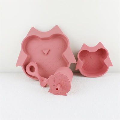 Voll Silikon Strohdeckel In 3D Design Leichtbau Silikon Baby-Tischgeschirr-Set