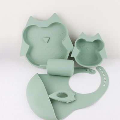 Voll Silikon Strohdeckel In 3D Design Leichtbau Silikon Baby-Tischgeschirr-Set