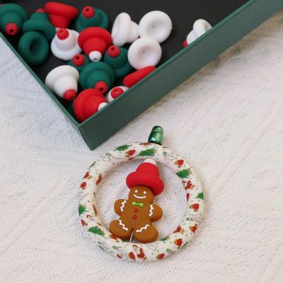 Silikon O Ring Perlen sicher und ungiftig Silikon 3D Weihnachtshut Perlen für Kinder Kinder DIY Perlen