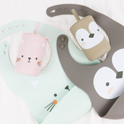 Wasserdicht und leicht zu reinigen Silikon Baby Bib für 0-4 Jahre alt gedruckt Tiermuster Silikon Fütterung Bib